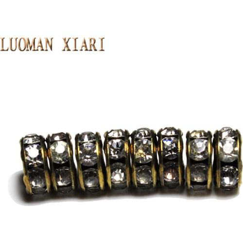 Wholesale 100 Pcs 6/8 mm Copper Top Vintage Bronze Color Rondelles Spacers Beads Rhinestone DIY Beads For Jewelry Making