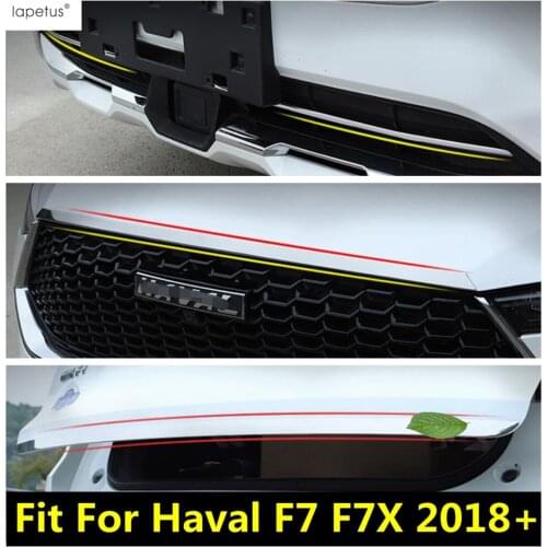 Car Front Hood Middle Grille Mesh Rear Tail Gate Decor Strip Cover Trim Stainless Steel Accessories For Haval F7 F7X 2018 - 2021