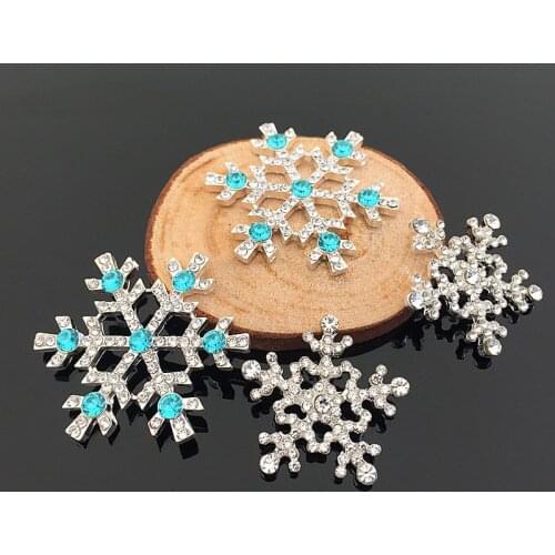 20pcs Christmas Snowflake Charms Strass Invitations Decor Crystal Rhinestone Button Buckle Wedding Brides Hairpin Accessories