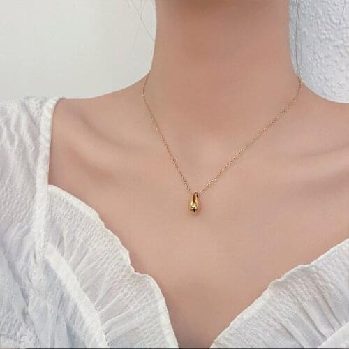 Huge Bud Ins Simple Necklace Water Drop Pendant Fashion Choker for Women Gold Color Clavicle Link Chain Necklace Trendy Jewelry