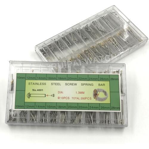 Free Shipping New 200pcs 1.3mm Diameter Watch Spring Bar Tubes Screw Lug Type Bracelet Band Repair