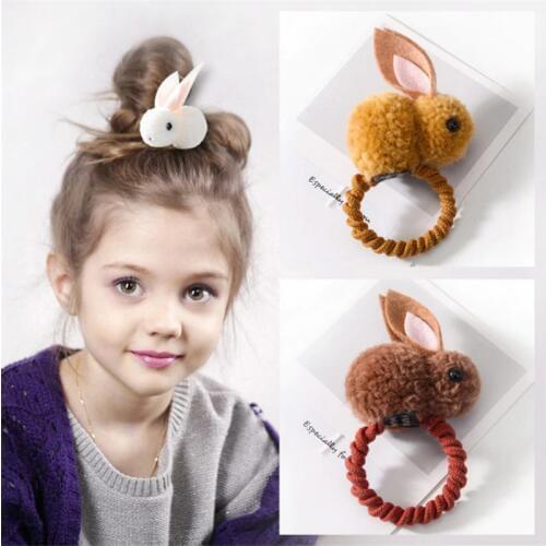 Cute hair ball rabbit hair ring female tie rope Korean version of the headwear rubber band hair rope childrens hair accessories