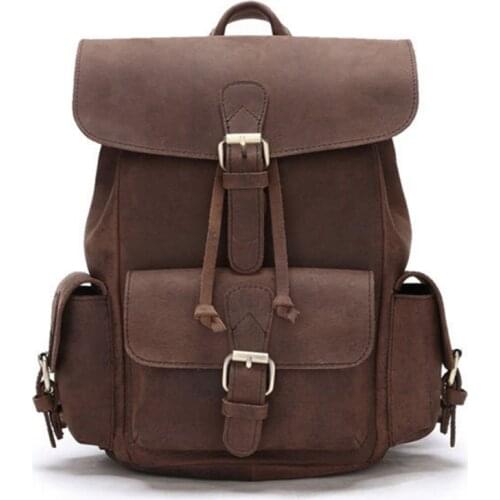 Genuine Leather Rucksack New Knapsack Crazy Horse Cowhide Women Daypack Travel Computer Bag Vintage Men Backpack School Bags