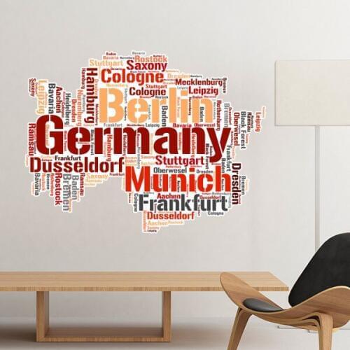 Germany City Name Map Style Illustration Pattern Removable Wall Sticker Decals Mural Wallpaper Wedding Decoration