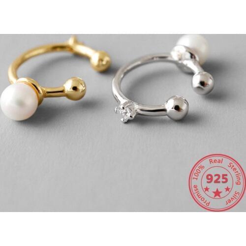 Korean Version 925 Sterling Silver Pearl Zircon Earrings Ear Buckle Women Ear Clip Fashion Jewelry Girlfriend Birthday Gifts