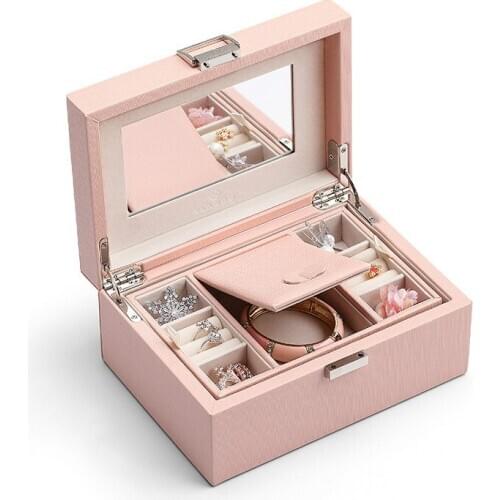 Jewelry Box Small Exquisite Double-Layer Large Capacity Hand Watch Storage Necklace Earrings Ring