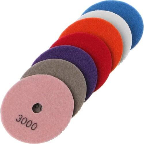 7pcs/Lot Grinding Discs 4" Wet Diamond Polishing Pad for Glass Granite Marble Stone Grinding Wheel Flexible Sandpaper