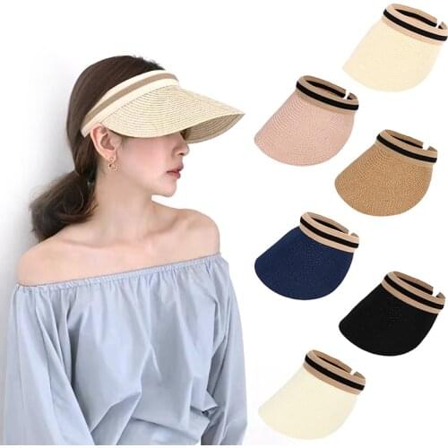 1pc Child Summer Hat Empty Top Beach Women Hat Women Outdoor Sun Hats Handmade Straw Visor Caps Parent