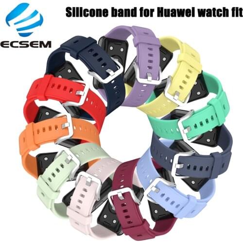 Silicone strap for huawei fit watch accessories replacement with film protector wrist band bracelet for huawei FIT TIA-B09 B19