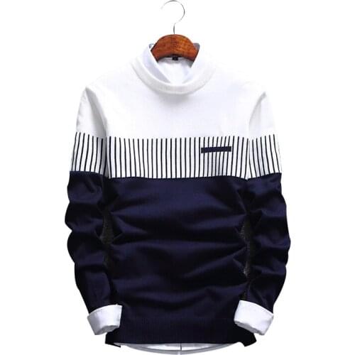Sweater Men 2021 New Brand Fashion Pullover Sweater Male Round Neck Patchwork Slim Fit Knitting Mens Sweaters Pullover Men