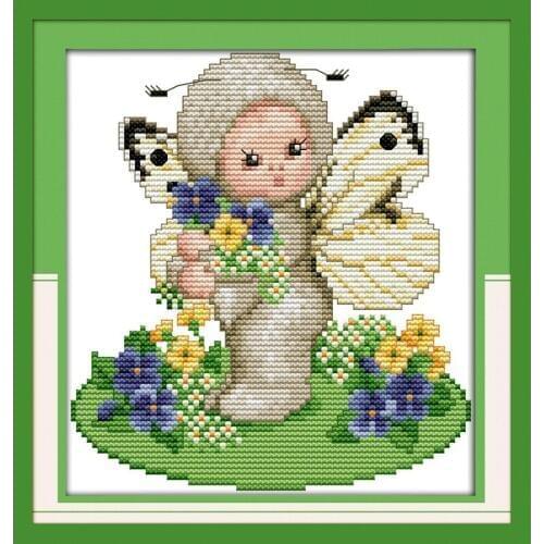 Everlasting Love A Baby Butterfly (1) Chinese Cross Stitch Kits Ecological Cotton Stamped Printed 11CT DIY New Year Decorations