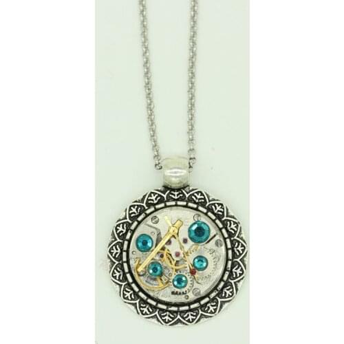 Vintage Steampunk Necklace Steam Punk Jewelry Watch Movement Gears Pendant