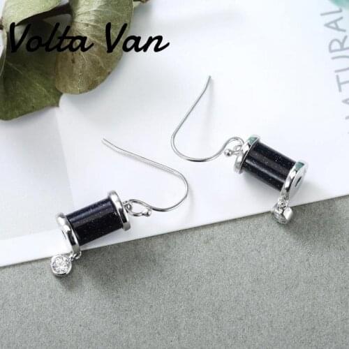 Volta Van Drop Earrings 2021 New 925 Sterling Silver Aventurine Pendientes Plata Geometric Elegant Trendy Fashion Earrings