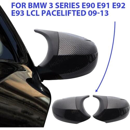 High quality Carbon Fiber Pattern styling bright black trim M3 style Rearview Mirror cover for BMW E90 E91 E92 E93 LCI