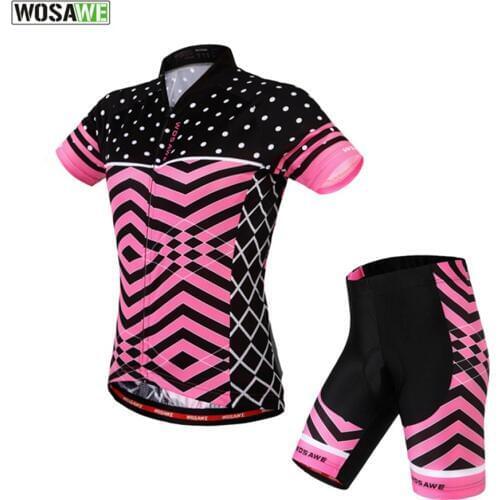 WOSAWE Womens Cycling Jersey Set Sport Maillot Ciclismo Bike Cycling Jersey Bicycle Clothes MTB Cycle Shirt Shorts Suit Set