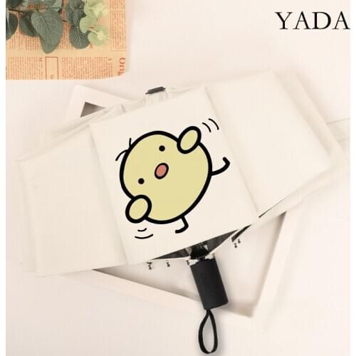 YADA Ins New Cartoon Chicken 3-Folding Umbrella For Girl Women UV Rainproof Umbrella Parasol Rain Sun Light Umbrellas YD200275