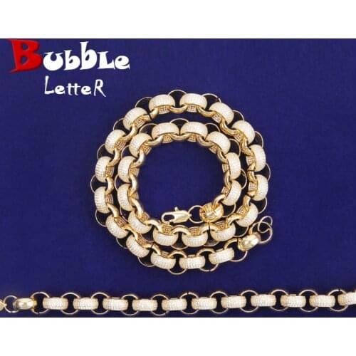 Jewelry Set Necklace Bracelet Gold Color Plated Mens Hip Hop