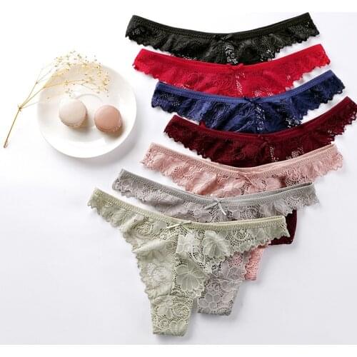 Sexy Thong Women Panties Female Underwear Lace Lingerie G String Breathable Ladies Low Waist Transparent Briefs