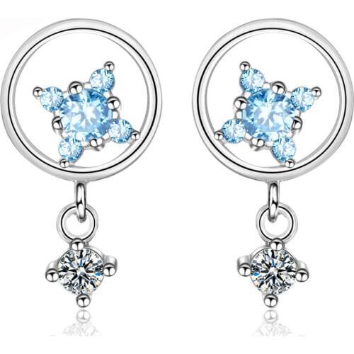 Utimtree Korean Five Flowers Female Drop Earrings Jewelry Sterling Silver 925 Women Cubic Zircon Earring for Party Brincos
