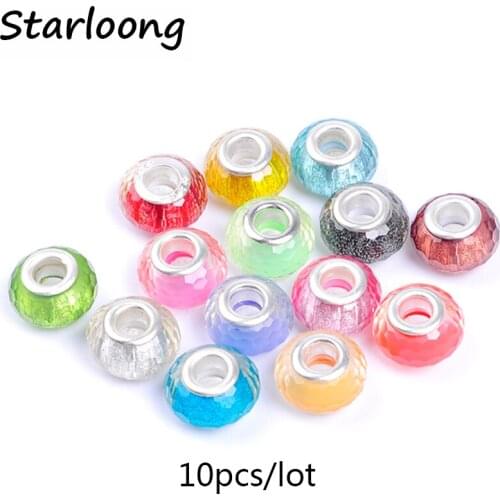 10pcs/lot mixed colors opal lampwork galss faceted beads spacer beads fit for European charm bracelet for jewelry making