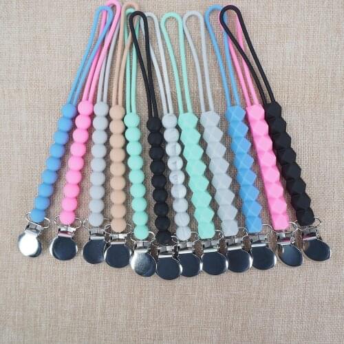 Chenkai 10PCS Silicone Hexagon Pacifier Clips Chain BPA Free DIY Baby Infant Teething Pacifier Dummy Nursing Soother Sensory Toy