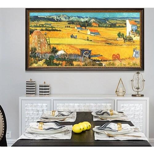 100% Hand painted Van Goghs famous Harvest Hope Field Yellow Flower Field Manor Canvas Oil Painting Living Room Wall Decoration
