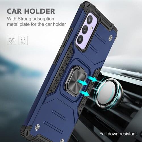 100pcs/Lot Armor Phone Case For Samsung Galaxy A82 5G A22 A42 S21 FE PC +TPU Rugged Cover With CD Grain Car Ring Bracket