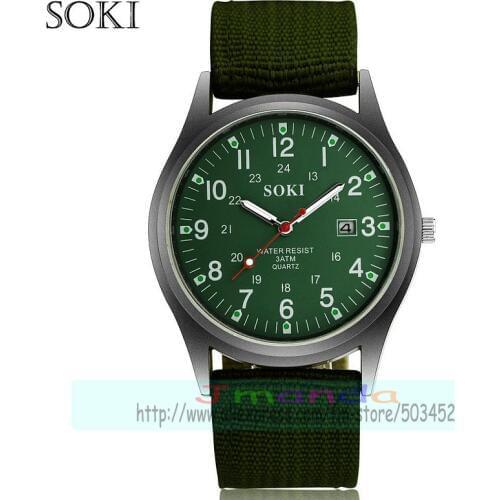 100pcs/lot soki nylone watch with calendar wrap quartz casual watch for man wholesale wristwatch date clock for man hot selling