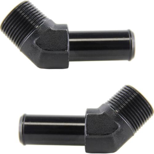 2PCS ALUMINUM 3/4" NPT MALE 45 DEGREE TO 3/4" HOSE BARB NIPPLE AN12 FITTING BK