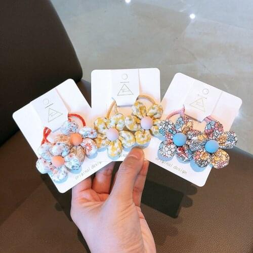 2pcs/lot Fashion handmade flower girls super elastic hair bands cord colorful hairtie decoration ponytail holder