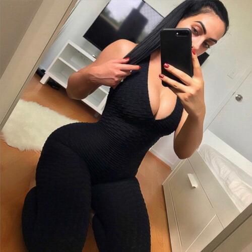2018 Hot Sale Womens One-pieces Sports Suit Workout Gym Fitness Jumpsuit Pants Sexy Backless Yoga Set Bandage Gym Bodysuit