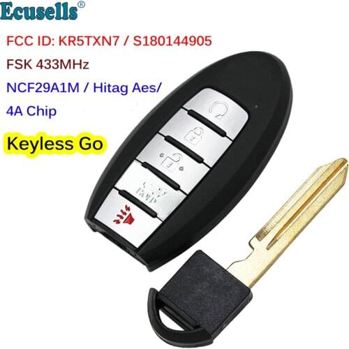4+1 Button FSK 433MHz Keyless-Go Smart Key NCF29A1M/HITAG AES/4A Chip for Nissan Pathfinder Murano FCC ID: KR5TXN7 S180144905