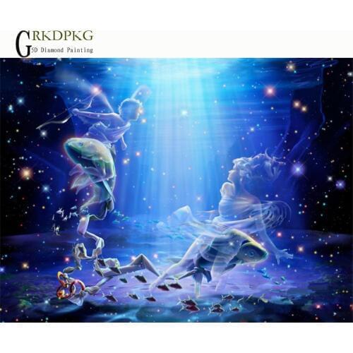 GRKDPKJ 5d diamond painting full drill square diamond embroidery Cross stitch pictures of rhinestones 12 constellations Pisces