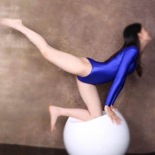 Glitter Shiny Glossy Long Sleeve Bodysuit Fitness Body Sculpting One Piece Bodycon Shaping Swimwear Monokini Sexy Suit Teddies