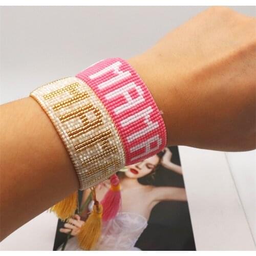ZHONGVI Miyuki Bracelets for Women Boho Friendship Bracelet Gift for Girl Jewelry Letter MAMA Jewellery Handmade Pulseras