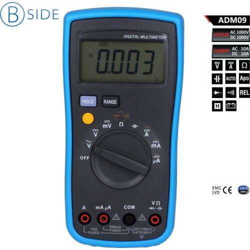 Bside ADM09 AC/DC Auto & Manual Ranging Digital Multimeter Display 4000 Counts CAT II 600V
