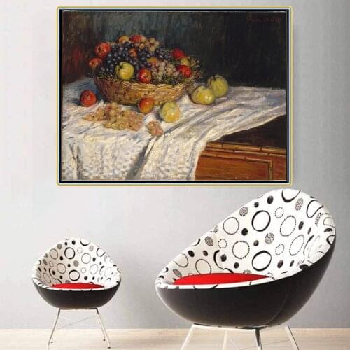 Citon Claude Monet《Apples and Grapes》Canvas Art Oil Painting Famous Artwork Poster Picture Modern Wall Decor Home Decoration