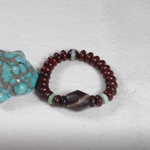 Desiger Tibetan Old Agate Beads Bracelet Redsandalwood Tibetan Old Bracelet Genuine Lined-DZI Bracelet