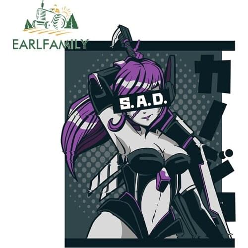 EARLFAMILY 13cm x 10cm for Sad Anime Girl with Sword Decal Waterproof Car Sticker Personality Refrigerator Surfboard Car Styling