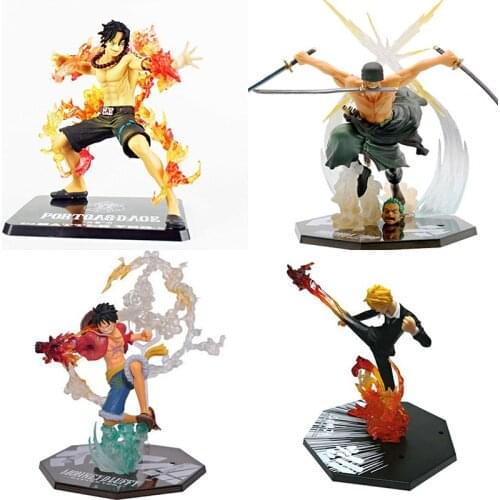 Sanji Combat Portgas D Ace Roronoa Zoro Monkey D Luffy Action Figure Figurine Anime Ver. Collection Model Toy