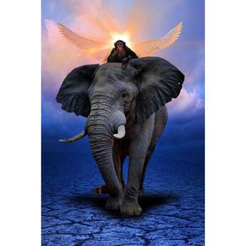 GLymg Elephant And Monkey Are Good Partners Handicrafts Embroidery DIY Diamond Painting 5D Diamond Embroidery Wall Arts Decor