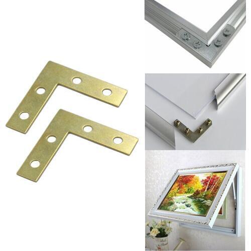 HOT 100PCS/LOT 38*38*9mm Gold L-shaped Metal Corner Brace 90 Degree Right Angle Fixed Bracket Shelf Support Furniture Connectors
