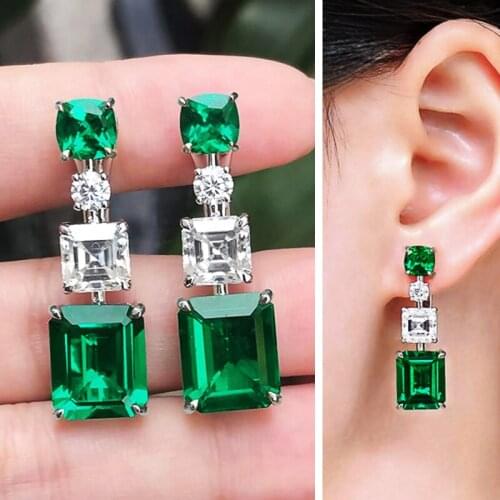 JK Personality Green White Stud Earrings Women Graceful Female Wedding Anniversary Gift Noble Ladys Party Jewelry Drop Shipping