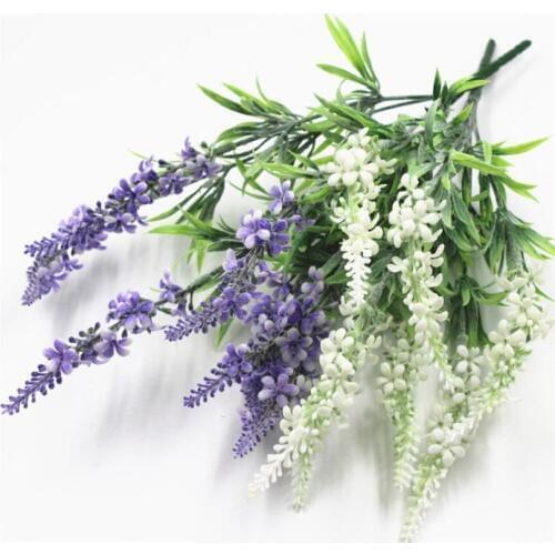 10Pcs Fake Lavender Bunch (7 stems/piece) Simulation plastic Lavender for Wedding Home party Decorative Artificial Flowers