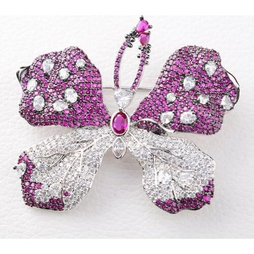 Beautiful Purple Crystal Zirconia Fashion Butterfly brooch