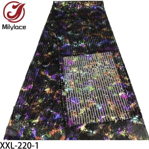 Beautifical Fashionable African Sequins Tulle Net Lace Fabric High Quality Nigerian Lace Fabric for Wedding Dress XXL-220