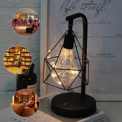 Creative Retro Iron Art Minimalist Table Lamps Battery Powered Reading Lamp Night Light Bedroom Desk Lighting Home Decoration