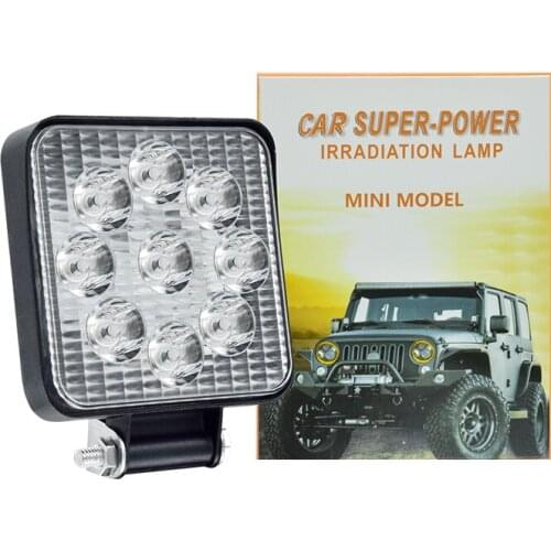 Mini 9LED 27W 16LED 48W Work Light 12V 24V Car LED Light Square Round Auto Truck Off Road Mini Ledbar Offroad Accessories