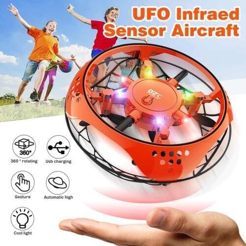 Muwanzhi Mini Flying Helicopter UFO RC Drone Hand Sensing Aircraft With 6 LED lights Electronic Quadcopter flayaball Toy For kid