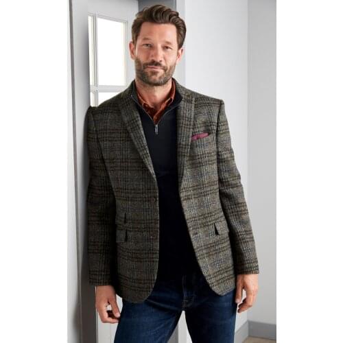 Suit Jacket Mens Winter Woolen Suit Jacket Thickened Singal-Breasted V-Neck Plaid Mature Jacket Smart Casual Overcoat